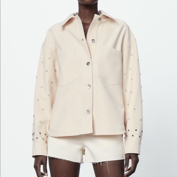 Zara Jackets & Coats Zara New Beaded Cotton Jacket Poshmark